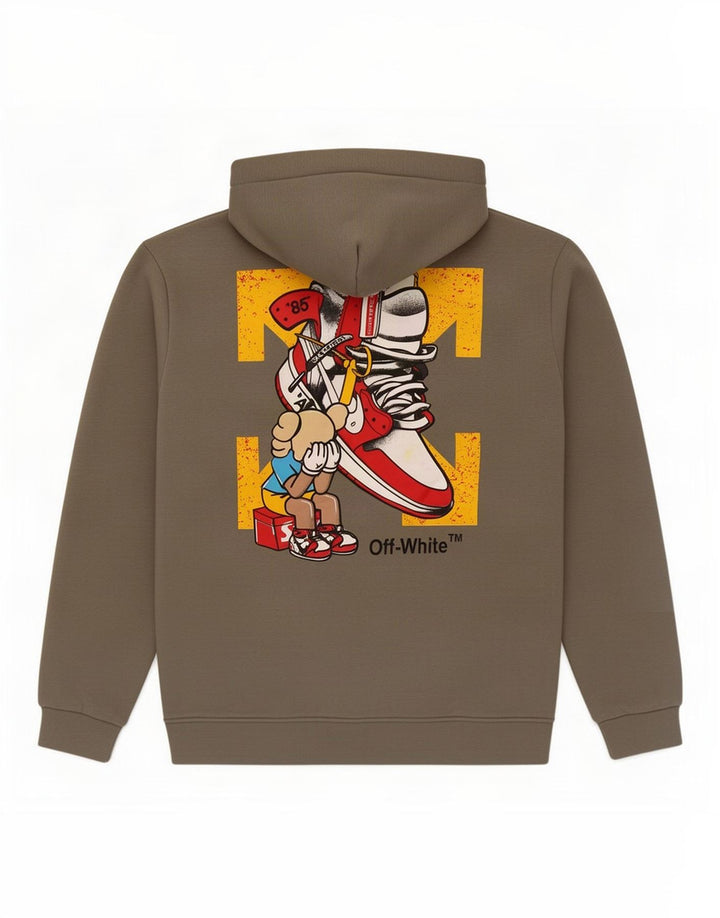 Off-White Ανδρικά γραφικά κουκούλα Jumper 2XL Khaki