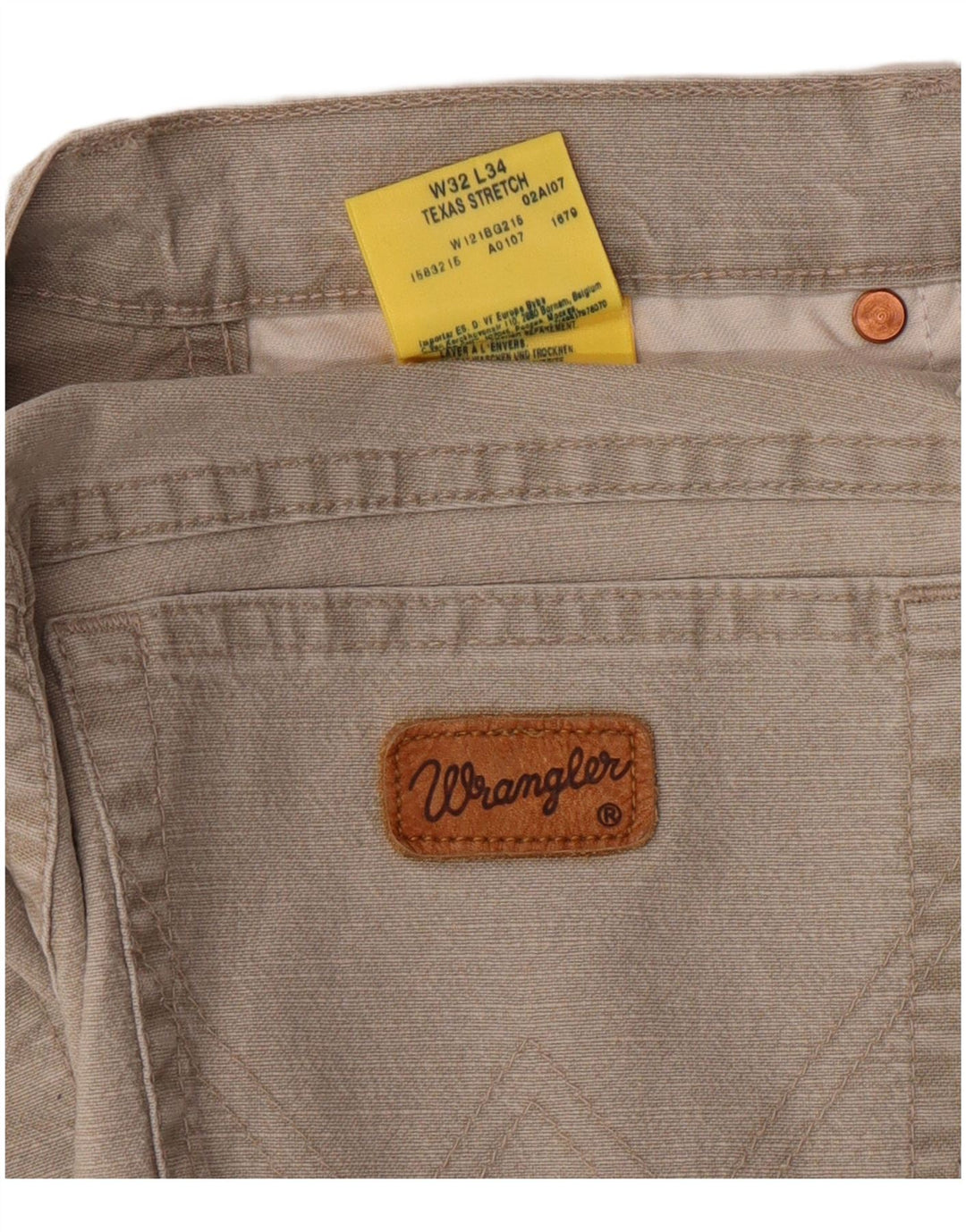 WRANGLER Ανδρικό Texas Stretch ίσιο casual παντελόνι W32 L34 μπεζ βαμβακερό
