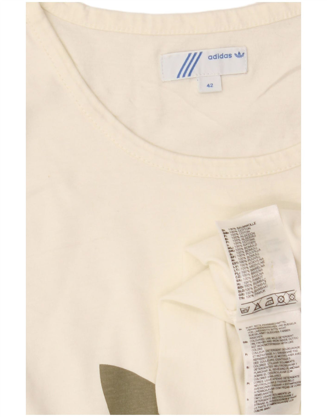 Γυναικείο γραφικό μπλουζάκι ADIDAS Top IT 42 Μεσαίο λευκό βαμβακερό