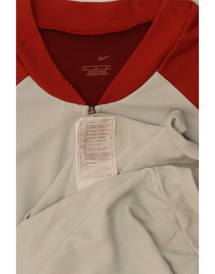 Ανδρικό μπλουζάκι Nike με φερμουάρ, με μεγάλο γκρι χρώμα, πολυεστέρα