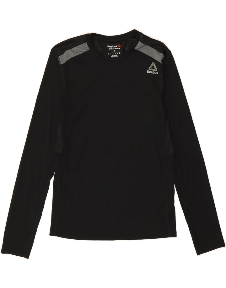REEBOK Womens Top Long Sleeve UK 10 Small Black Polyester Vintage Reebok and Second-Hand Reebok from Messina Hembry 