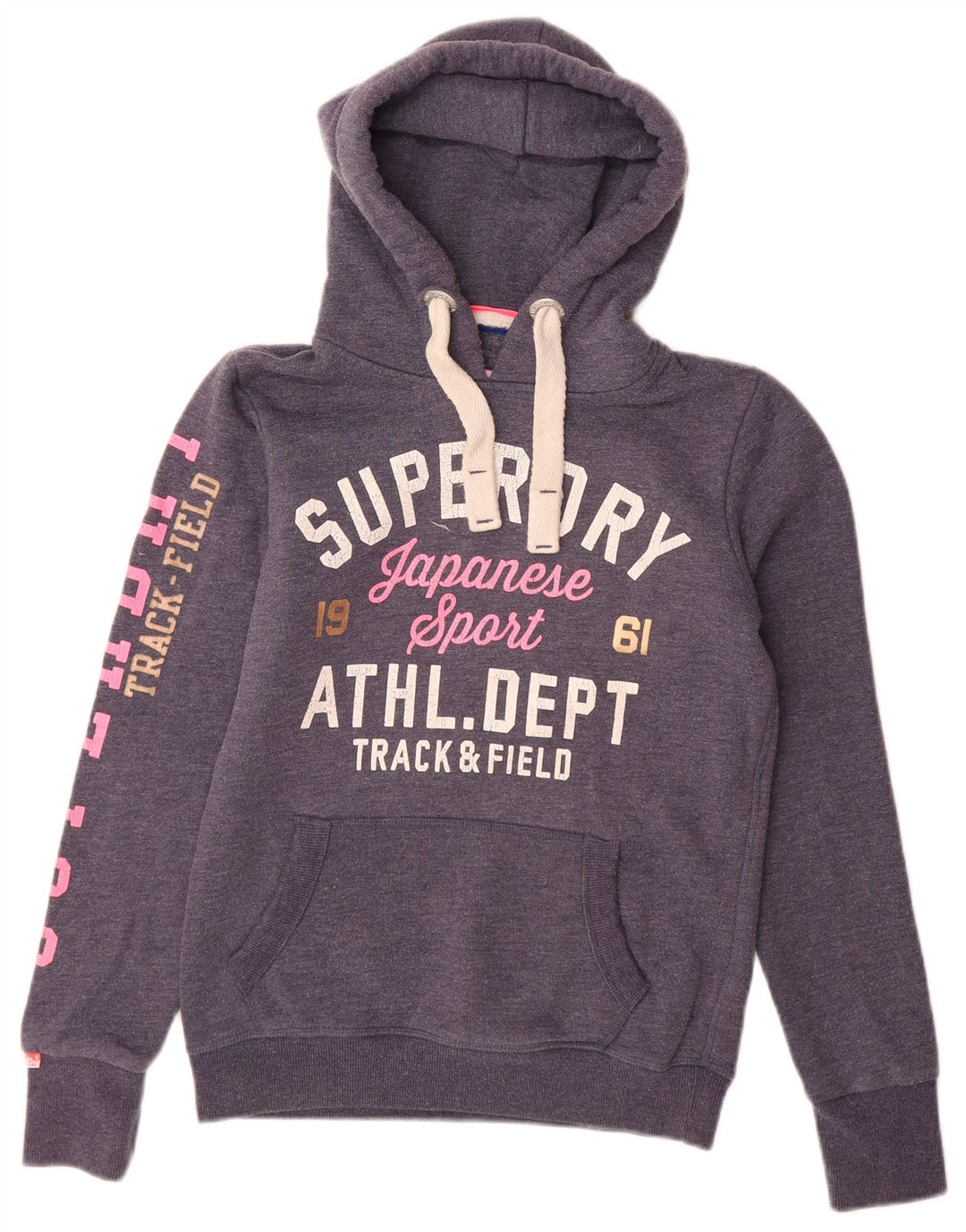 Γυναικείο γραφικό κουκούλα SUPERDRY UK 6 XS Navy Blue Cotton