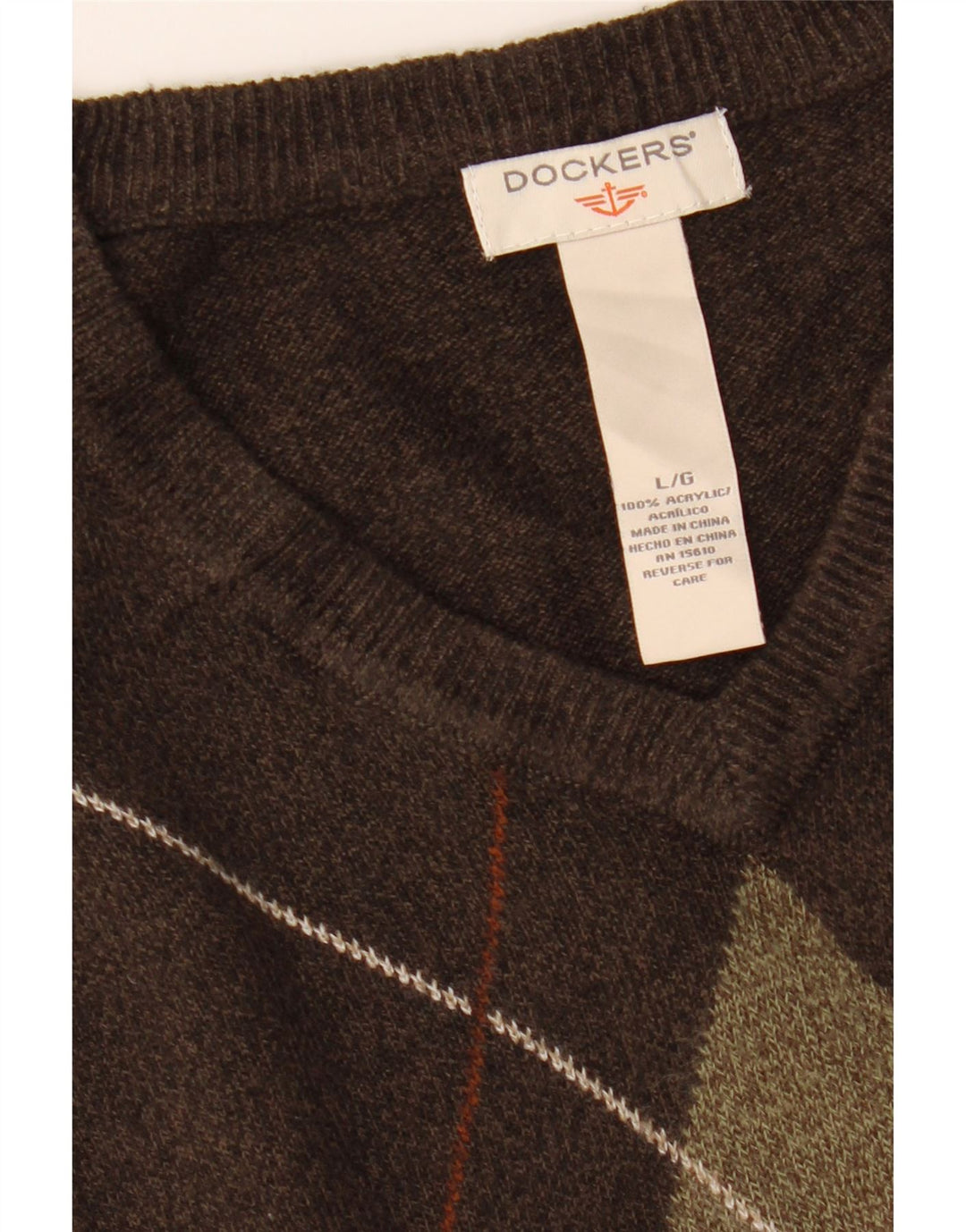 DOCKERS Ανδρικό γιλέκο Tank Top Large Brown Argyle/Diamond Acrylic