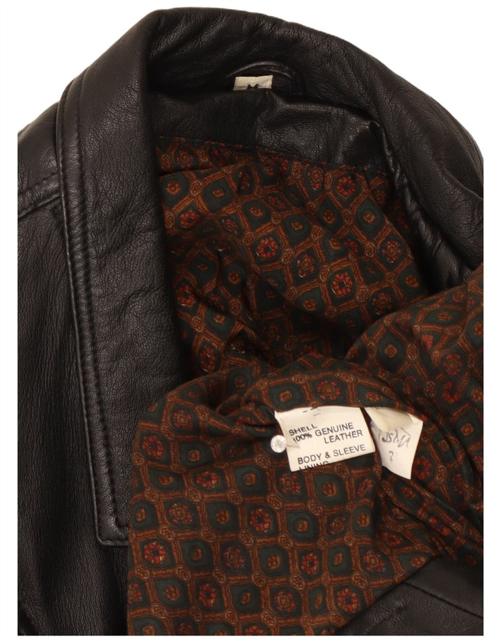 Vintage Γυναικείο Δερμάτινο Μπουφάν Biker UK 14 Medium Black Leather