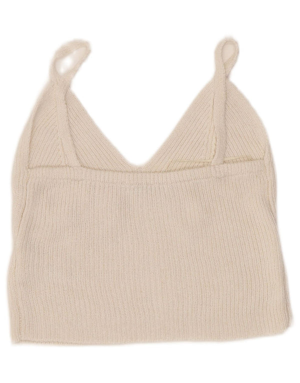 Zara Γυναικείο Knit Crop Top UK 4 XS Off White Viscose
