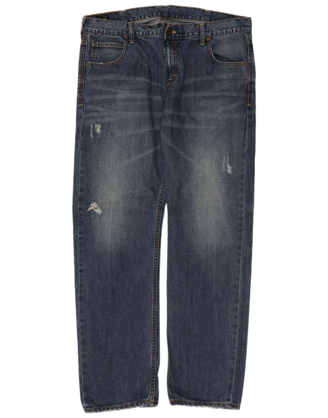 Lee Mens Knox Distressed Straight Jeans W38 L32 Μπλε βαμβακερό