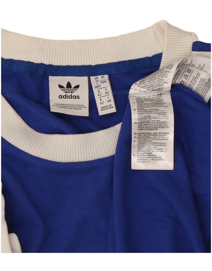 Adidas Γυναικείο T-Shirt Top UK 16 μεγάλο μπλε βαμβακερό