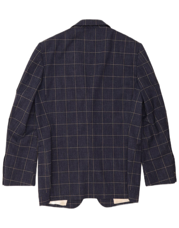 Vintage Ανδρικό σακάκι με 2 κουμπιά σακάκι UK 40 Large Navy Blue Check Wool