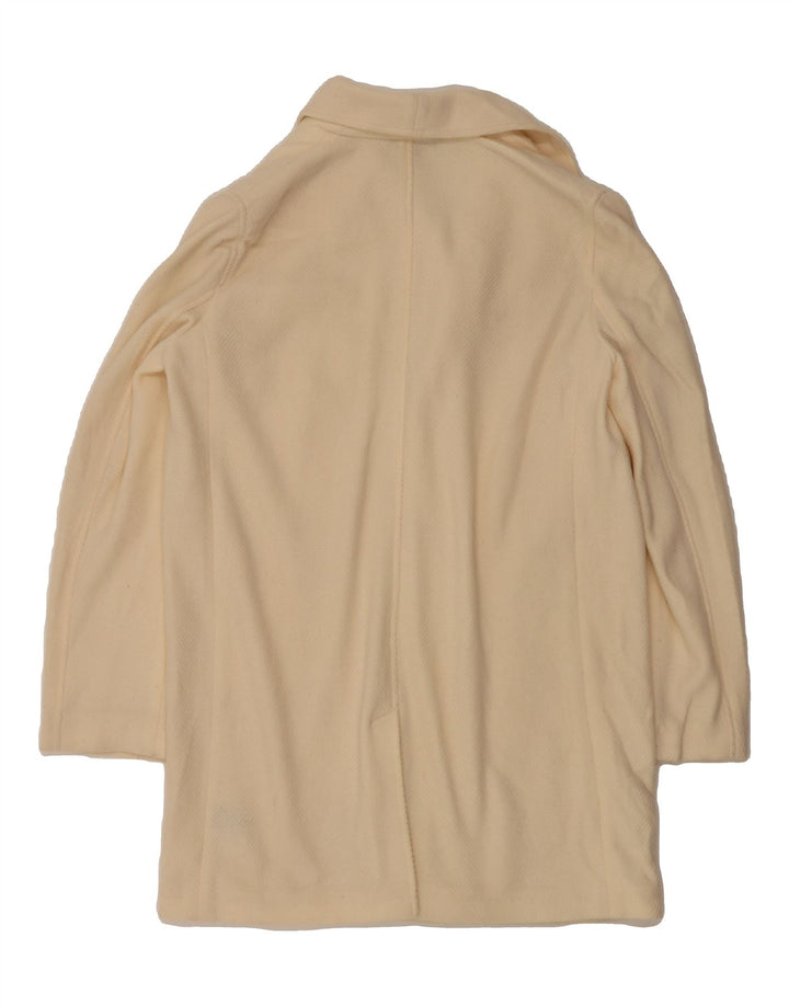 RALPH LAUREN Womens Open Overcoat UK 14 Medium Off White Chevron Wool Vintage Ralph Lauren and Second-Hand Ralph Lauren from Messina Hembry 