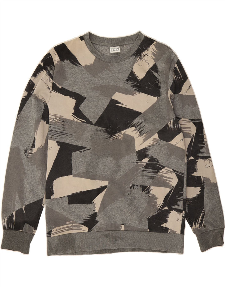 PUMA Mens Abstract Pattern Sweatshirt Jumper Medium Grey Cotton Vintage Puma and Second-Hand Puma from Messina Hembry 