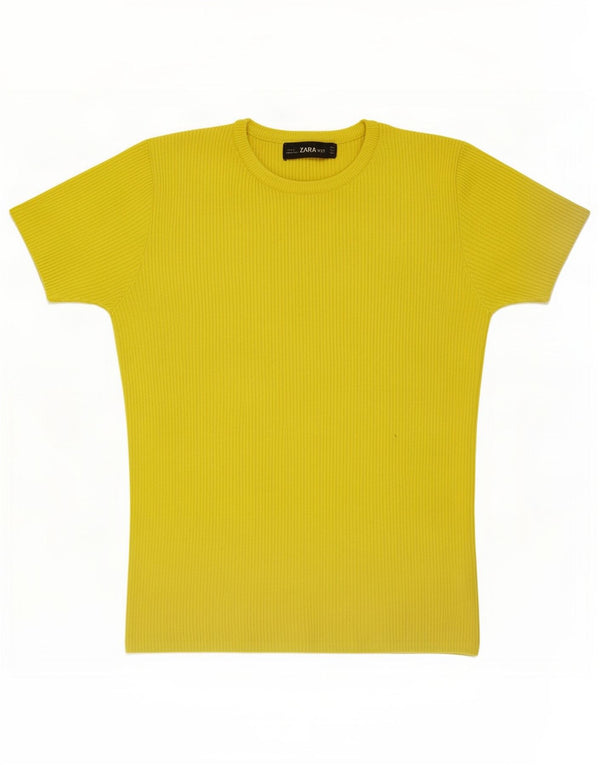 Zara Γυναικείο T-Shirt Top UK 10 Small Yellow Viscose