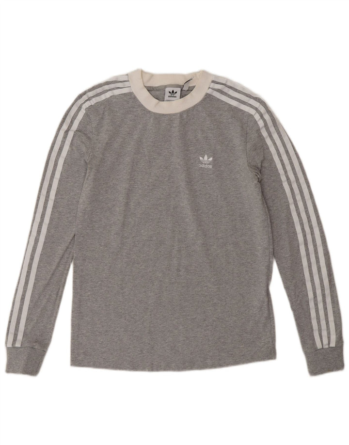Adidas Γυναικείο τοπ μακρυμάνικο UK 8 μικρό γκρι βαμβακερό