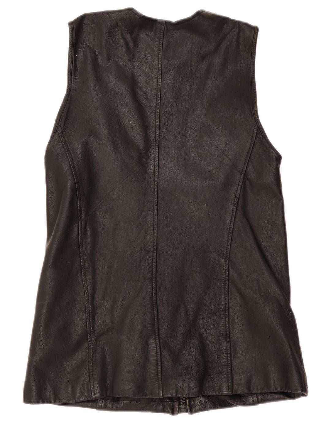 Vintage Γυναικείο Δερμάτινο Gilet UK 12 Medium Black Leather