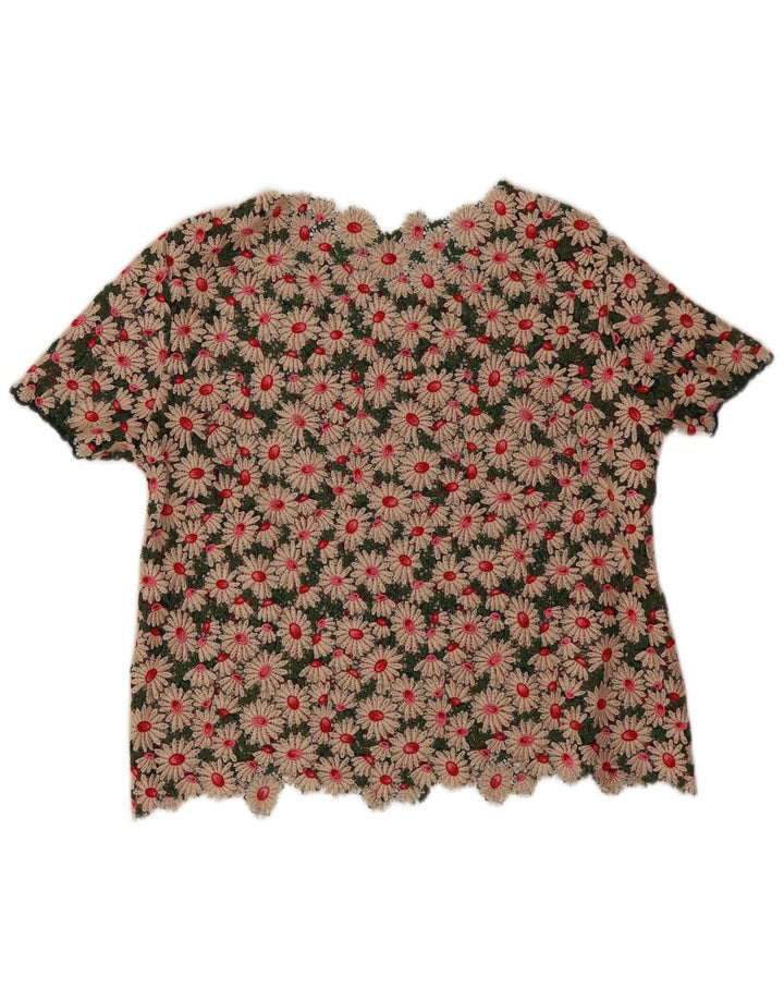 Vintage γυναικεία μπλούζα με βελονάκι Top UK 16 Large πολύχρωμα Floral
