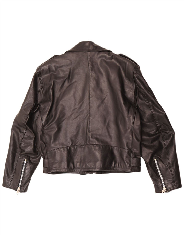 Vintage Ανδρικό Δερμάτινο Μπουφάν Biker IT 52 XL Μαύρο Δερμάτινο