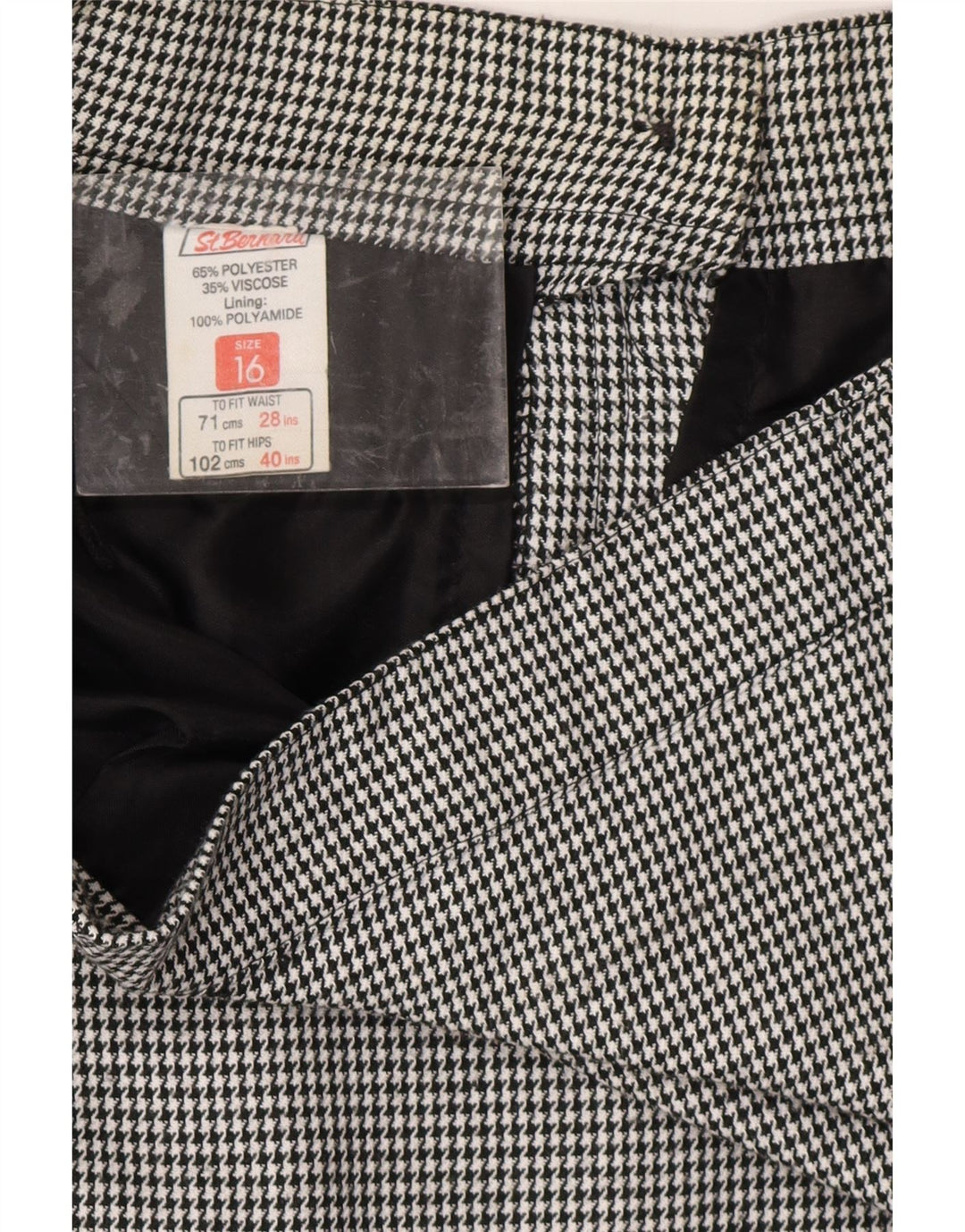 ST. BERNARD Γυναικεία Midi ίσια φούστα UK 16 Large W30 Black Houndstooth