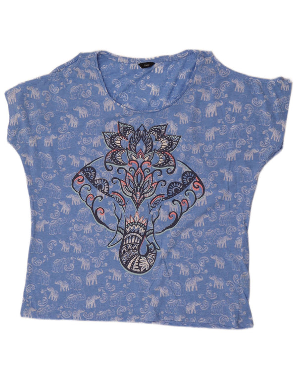 M&Co Womens Off Shoulder Graphic Μπλούζα Top UK 16 Large Blue Floral