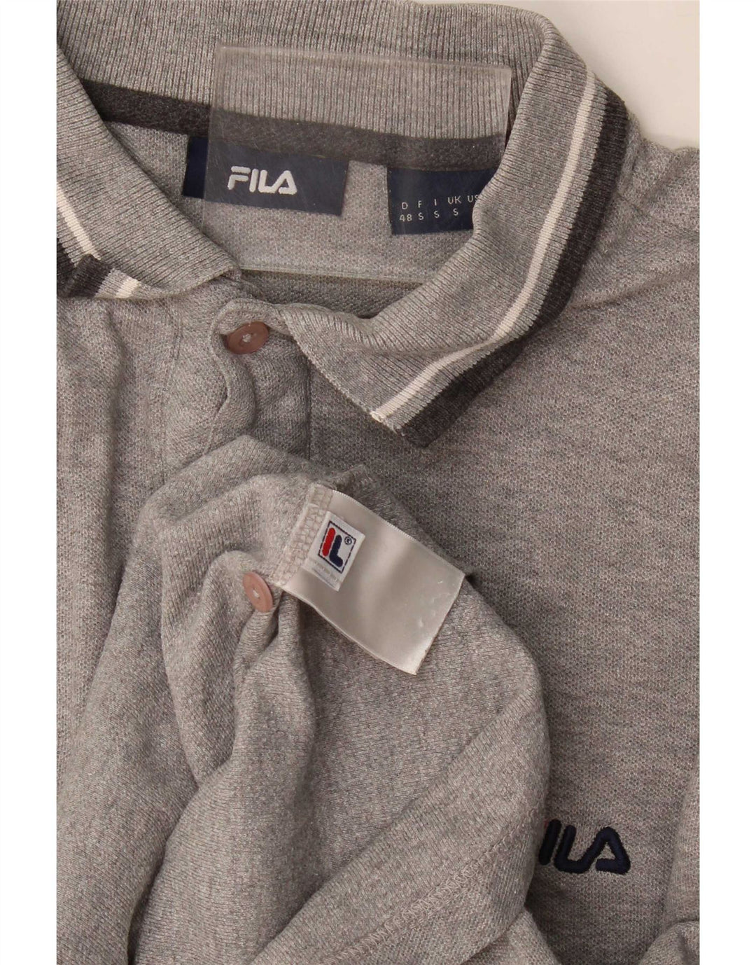 Fila Ανδρικό Πόλο Μπλουζάκι Μικρό Γκρι Ριγέ