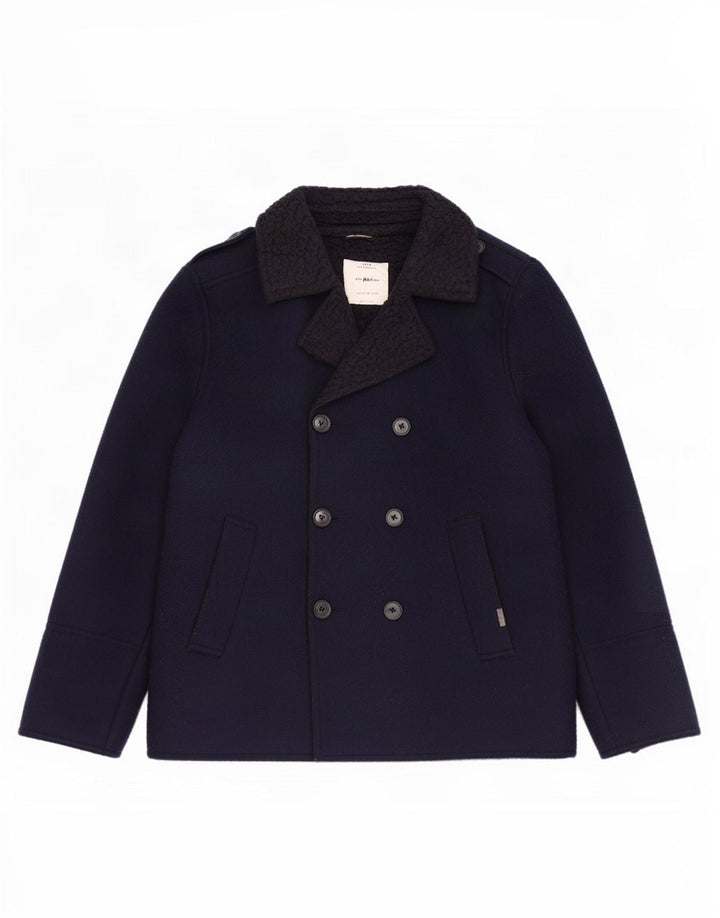Zara Boys Pea Coat 13-14 Years Navy Blue Colourblock