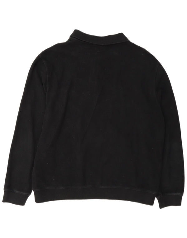 Massimo Dutti Ανδρικό πουλόβερ με λαιμό polo 2XL μαύρο βαμβακερό