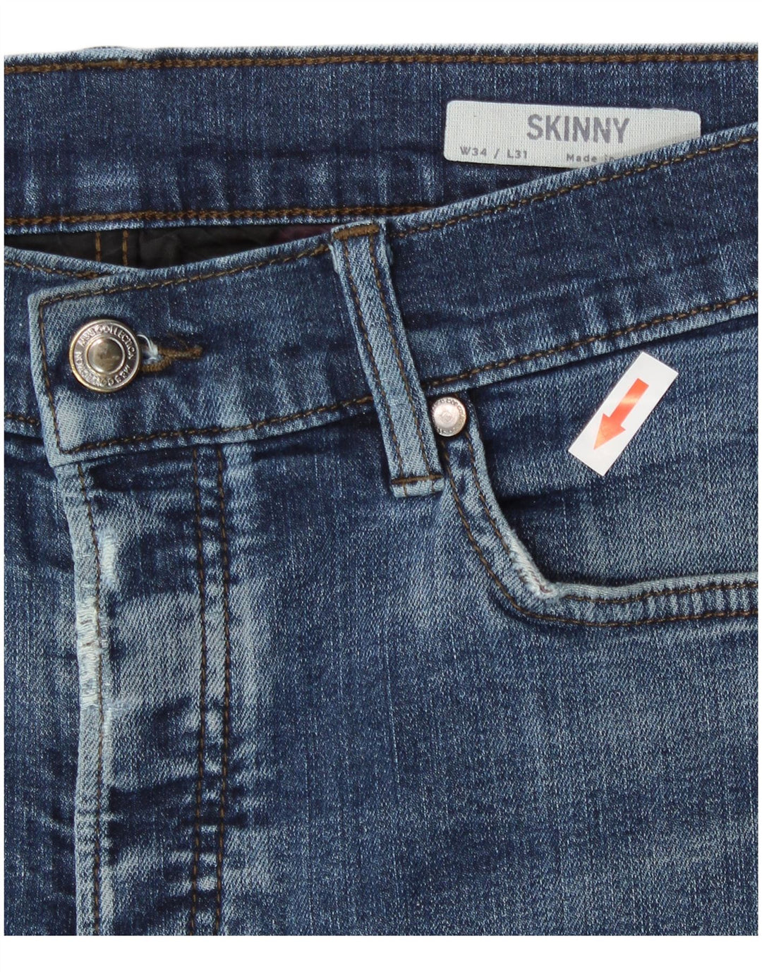 Ανδρικά Skinny Jeans Marks & Spencer W34 L28 Blue Cotton