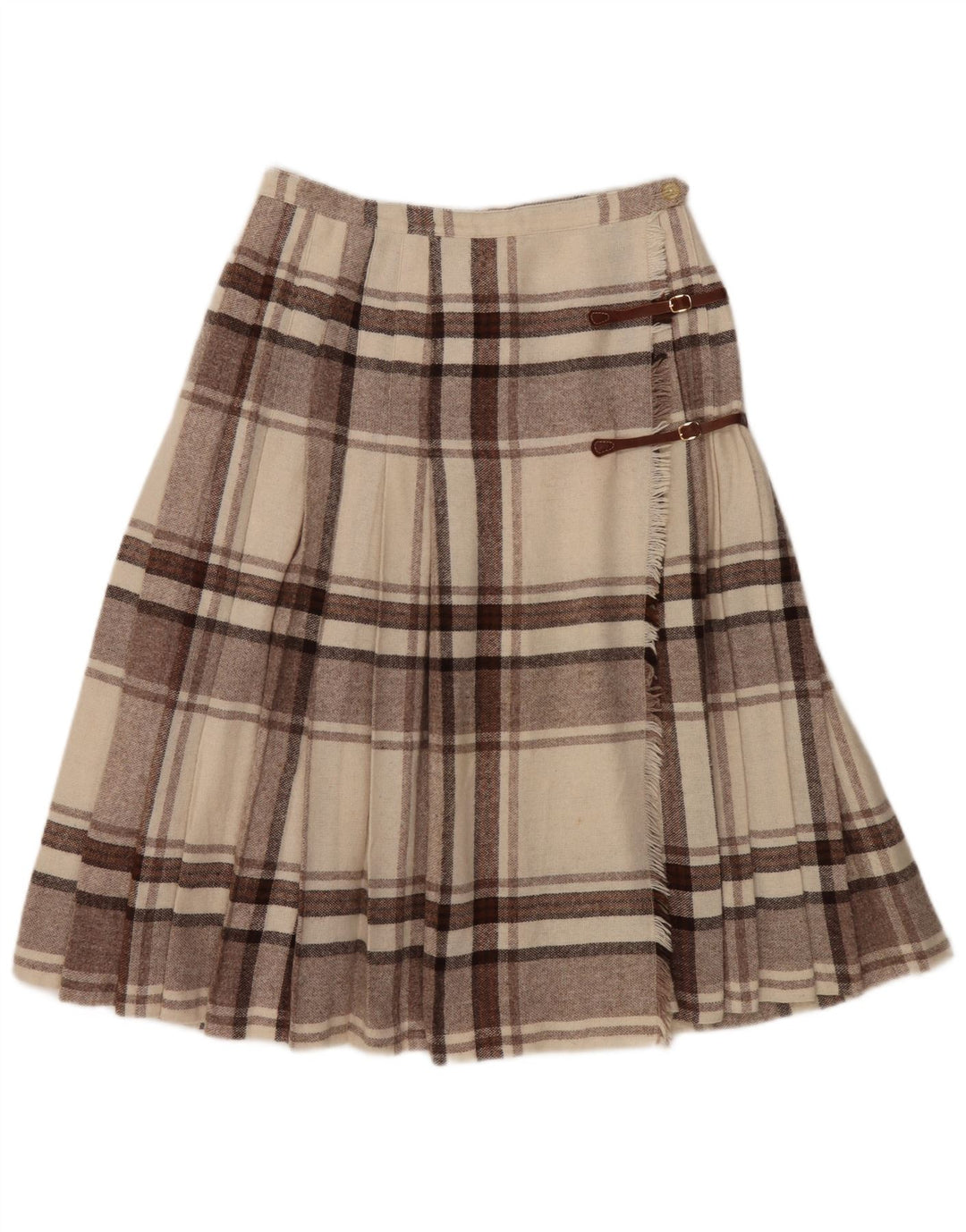 Vintage Γυναικεία Kilted Wrap Φούστα W28 Μεσαίο καφέ Check