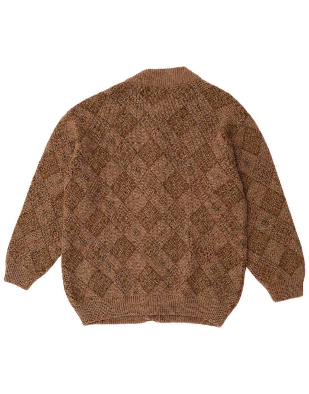 Angelo Greco Mens By Simona Cardigan Πουλόβερ Large Brown Argyle/Diamond
