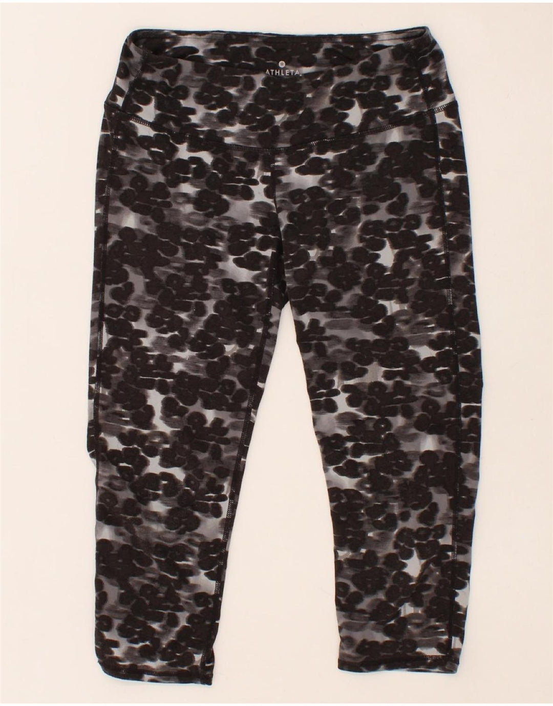 ATHLETA Womens Abstract Pattern Capri Leggings UK 10 Small  Grey Floral Vintage Athleta and Second-Hand Athleta from Messina Hembry 
