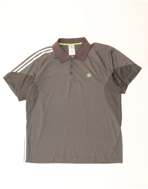 Ανδρικό πουκάμισο ADIDAS Rolando Carros Polo XL με γκρι ρίγες