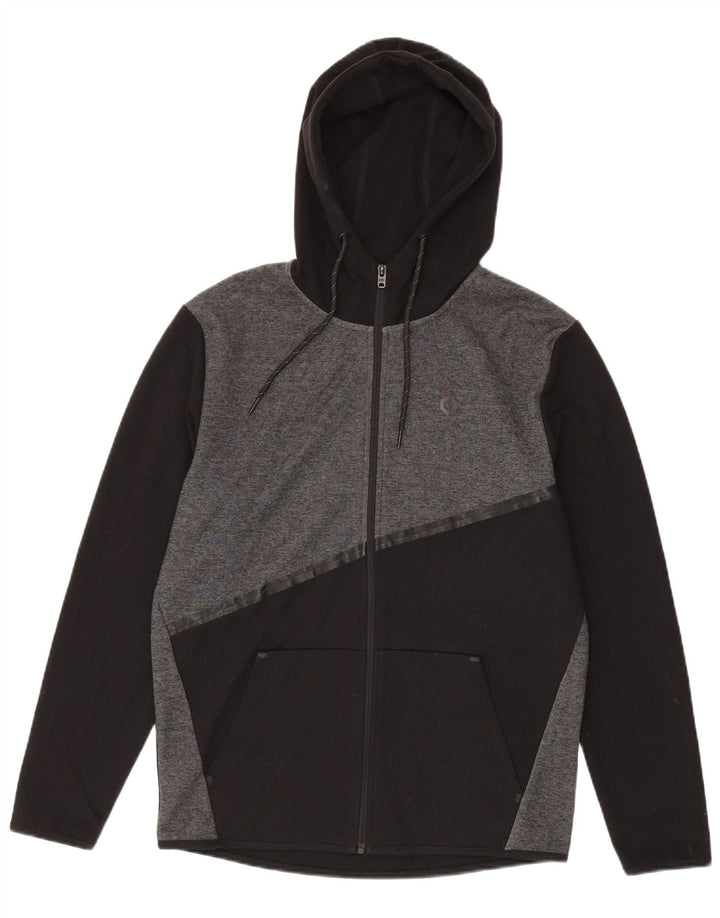 Ανδρικό πουλόβερ Jack & Jones με φερμουάρ με κουκούλα μεσαίου μαύρου πολυεστέρα