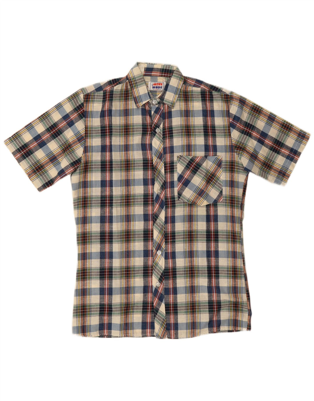 Vintage Ανδρικό κοντομάνικο πουκάμισο μεσαίο πολύχρωμο καρό