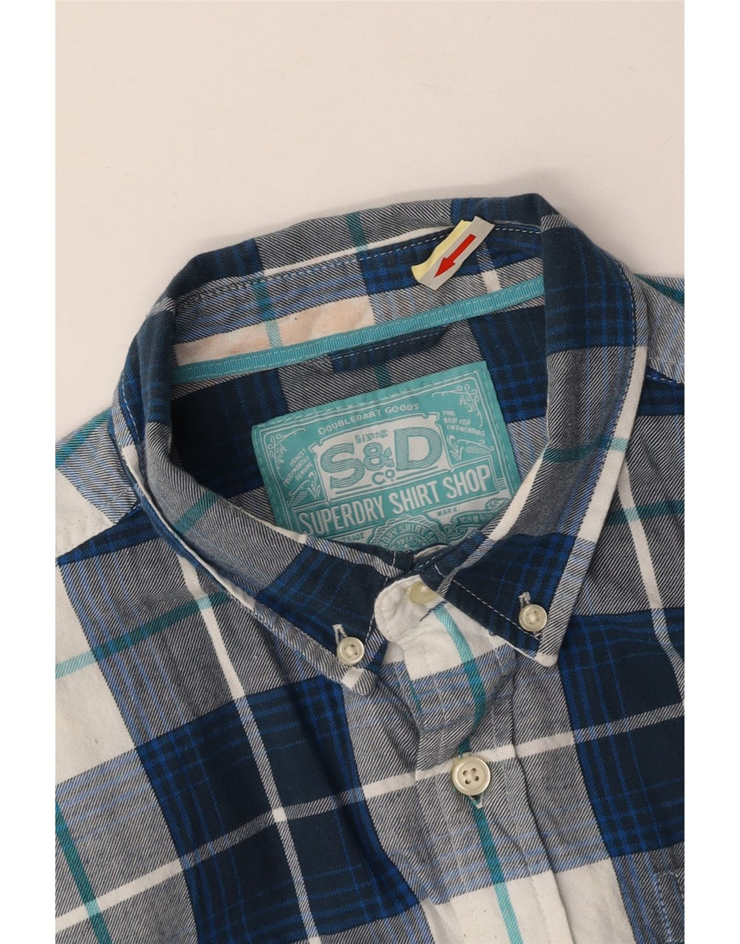 Ανδρικό φανελένιο πουκάμισο SUPERDRY XL Navy Blue Check Cotton