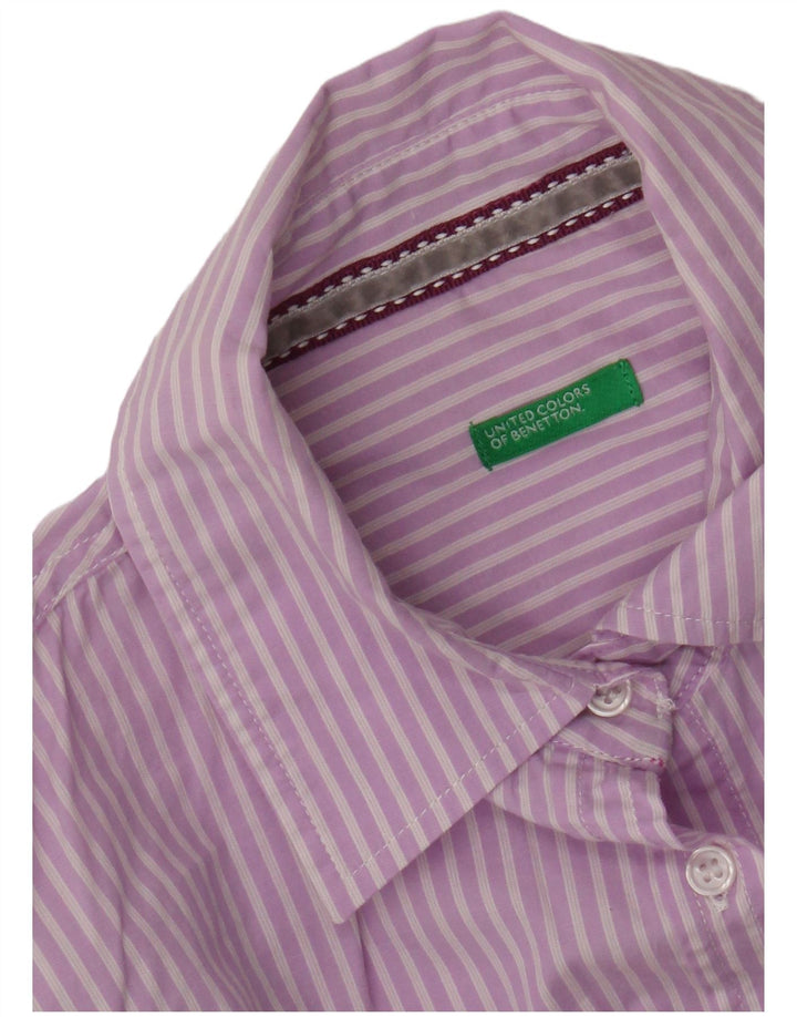 BENETTON Womens Shirt UK 14 Medium Purple Striped