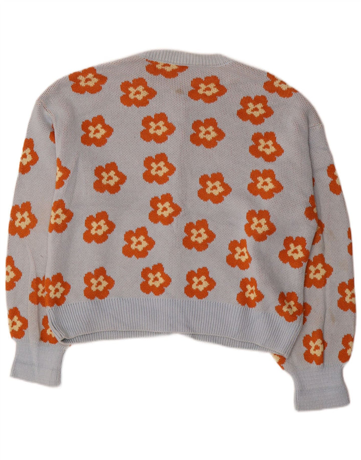 Zara Γυναικείο πουλόβερ με ζακέτα UK 10 Small Blue Floral