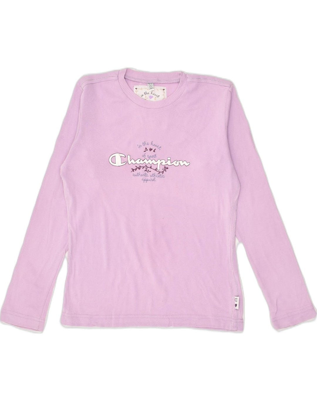 CHAMPION Girls Graphic Top Long Sleeve 11-12 Years Large  Purple | Vintage Champion | Thrift | Second-Hand Champion | Used Clothing | Messina Hembry 