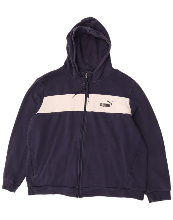 Puma Mens Zip Hoodie Sweater 2XL Navy Blue Colourblock Polyester