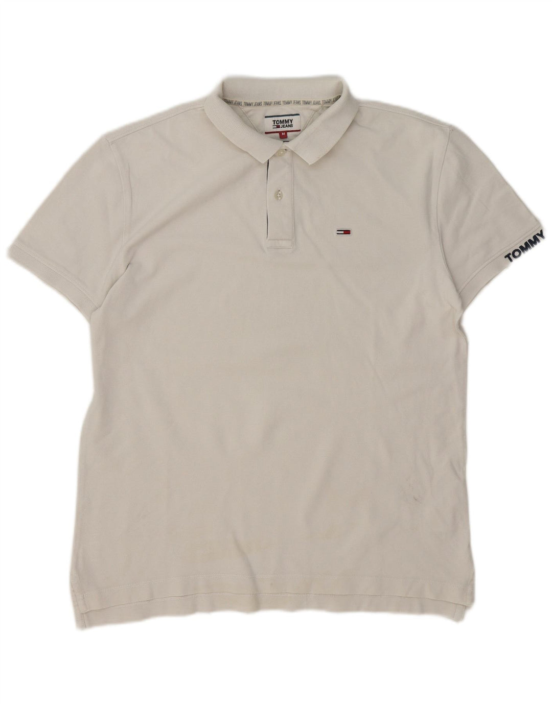 Ανδρικό πουκάμισο πόλο Tommy Hilfiger, μεσαίο λευκό βαμβακερό