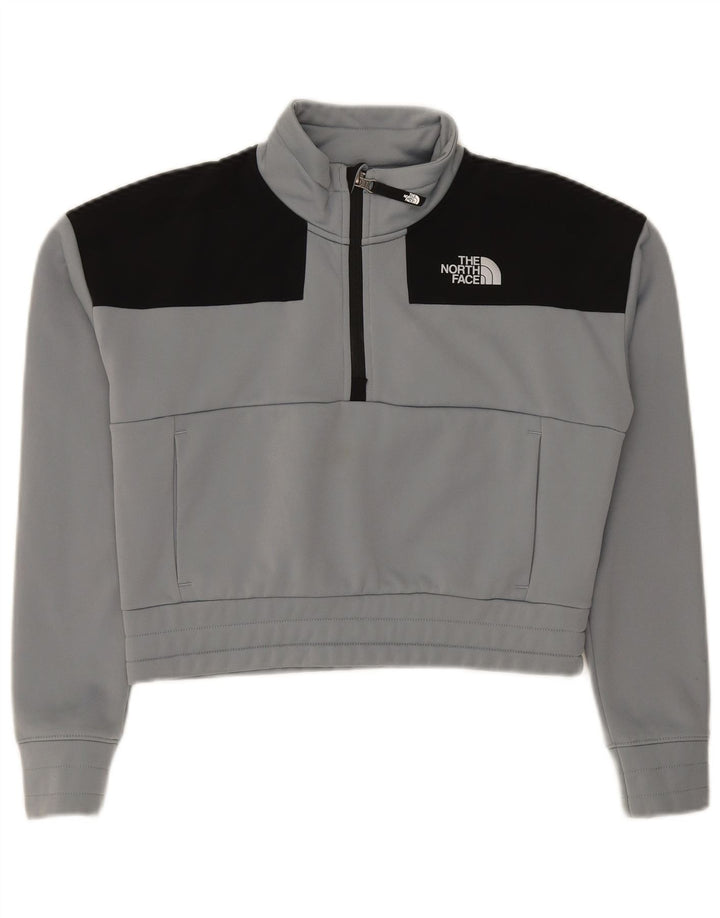 THE NORTH FACE Womens Oversized Crop Sweatshirt Jumper UK 10 Small Grey