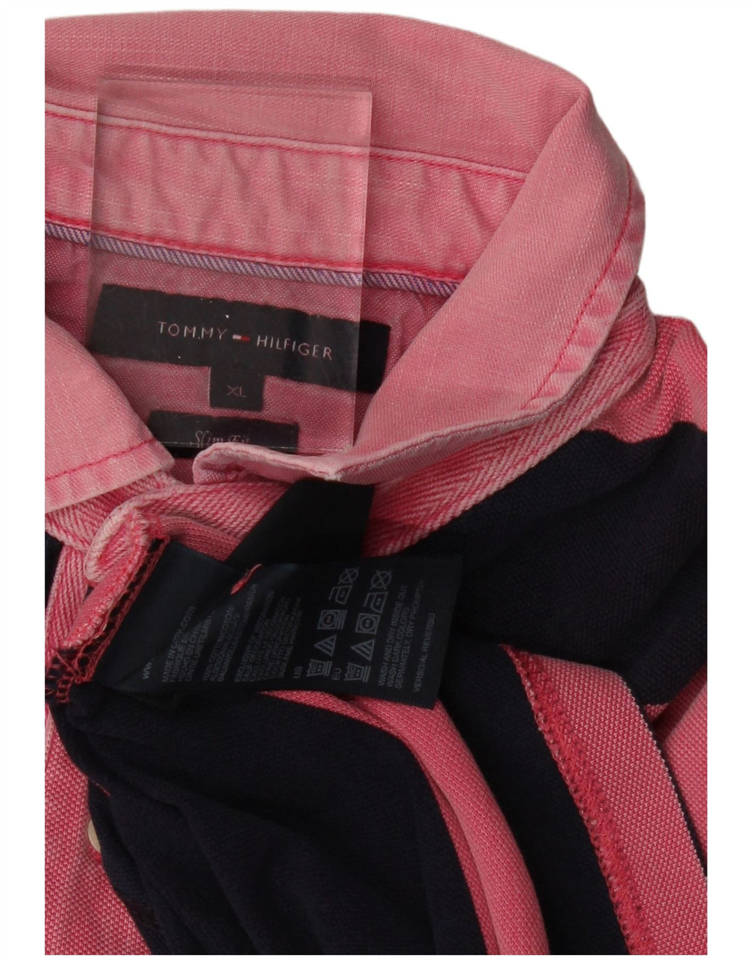 TOMMY HILFIGER Ανδρικό μπλουζάκι ράγκμπι πόλο με λεπτή εφαρμογή XL ροζ ριγέ