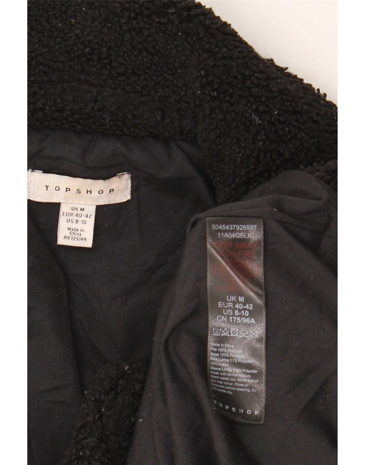 Topshop Γυναικείο Fleece Oversized Bomber Jacket UK 14 Medium Black Polyester