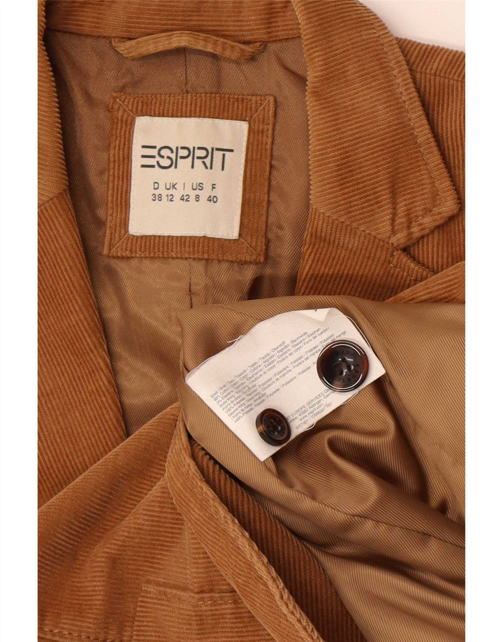 Esprit γυναικείο 2 κουμπιά κοτλέ σακάκι μπλέιζερ UK 12 μεσαίο καφέ βαμβακερό