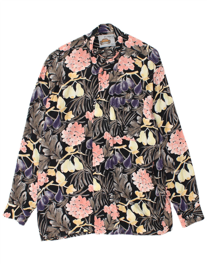 Ανδρικό πουλόβερ πουκάμισο ELSBACH Μέγεθος 41/42 Μαύρο φλοράλ βισκόζη