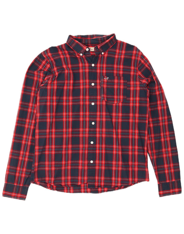 HOLLISTER Mens Flannel Shirt XL Navy Blue Check Cotton