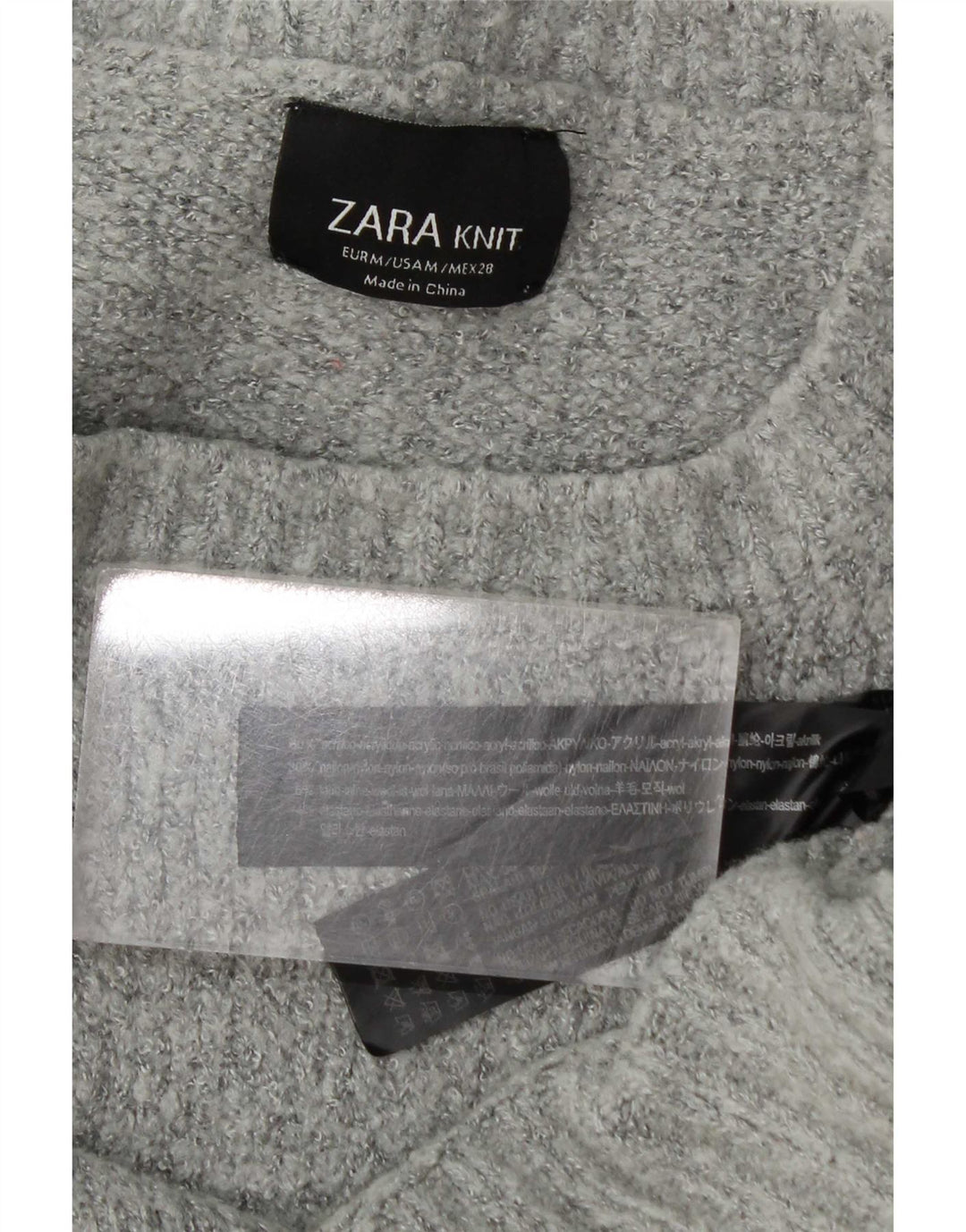 Zara γυναικείο πουλόβερ υπερμεγέθη Crew Neck Jumper UK 14 Medium Grey Acrylic