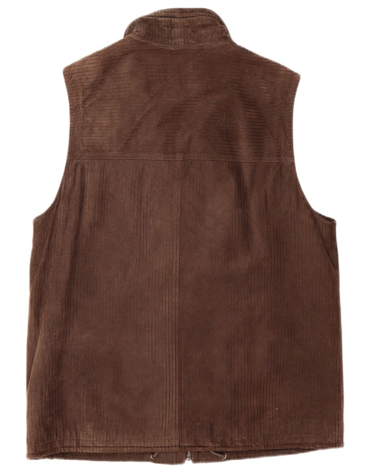 VINTAGE Ανδρικό Suede Gilet UK 40 Large Brown Leather