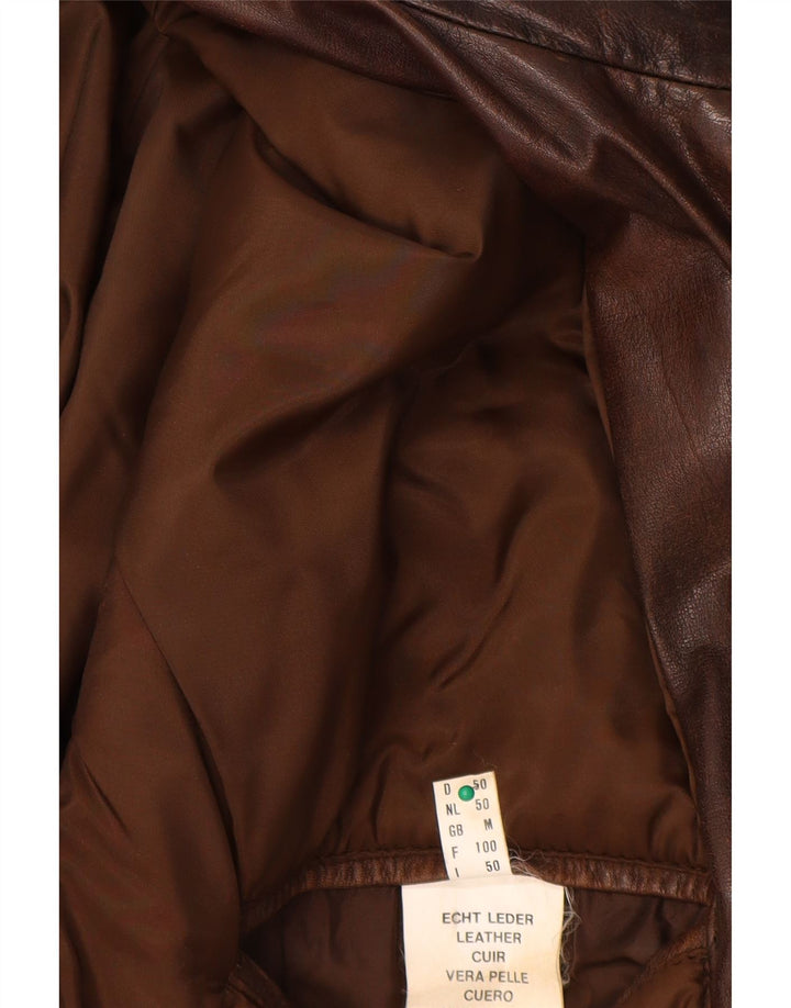 M. Flues Mens Loose Fit Leather Jacket UK 38 Medium Brown Δερμάτινο