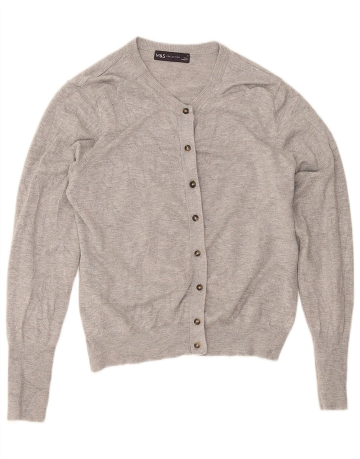 Marks & Spencer Γυναικείο πουλόβερ Crop Cardigan UK 14 Medium Grey Flecked