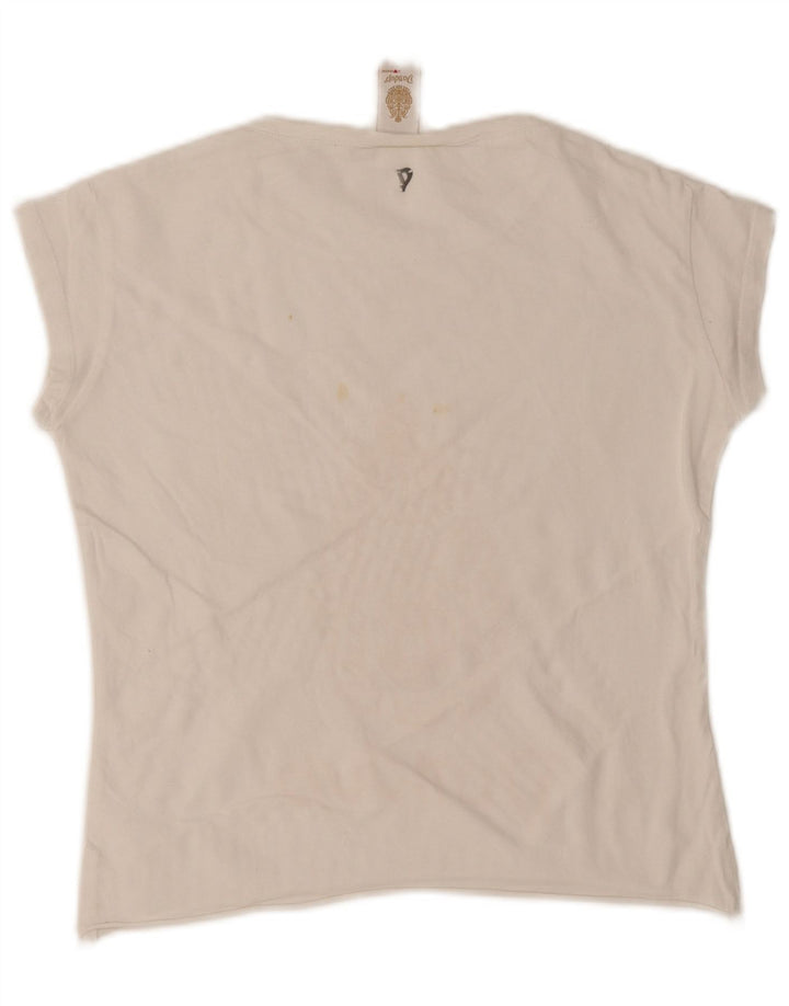 Γυναικείο γραφικό μπλουζάκι Dondup Crop Top UK 12 Medium White