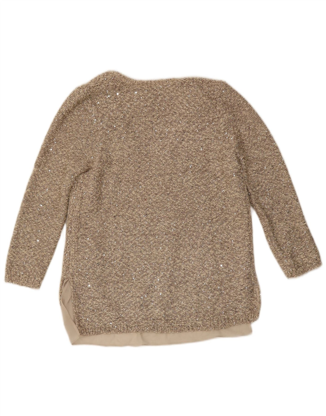 Zara Γυναικεία μπλούζα με 3/4 μανίκια Τοπ UK 14 Medium Beige Polyester