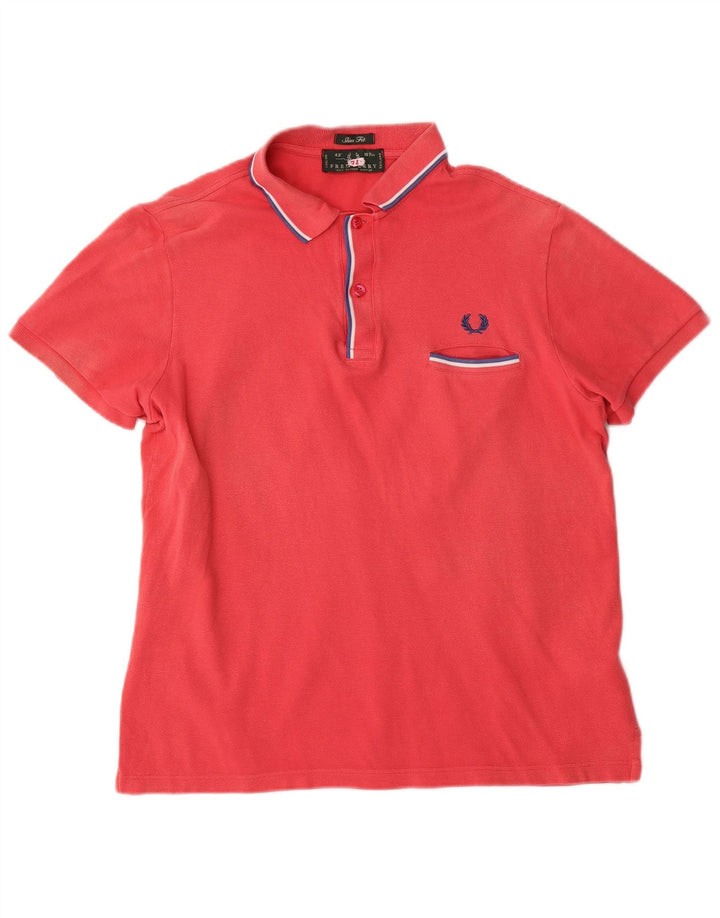 Fred Perry Ανδρικό πουκάμισο Polo Slim Fit, μεσαίο κόκκινο βαμβακερό